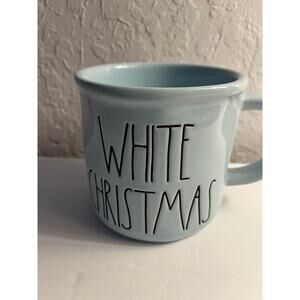 Rae Dunn WHITE CHRISTMAS ceramic Coffee Mug/tea Cup.Blue Holiday Mug. Camp Style